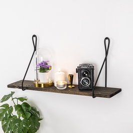 Hanah Home Amaryllis Estantería de Pared Negro y Nogal Oscuro